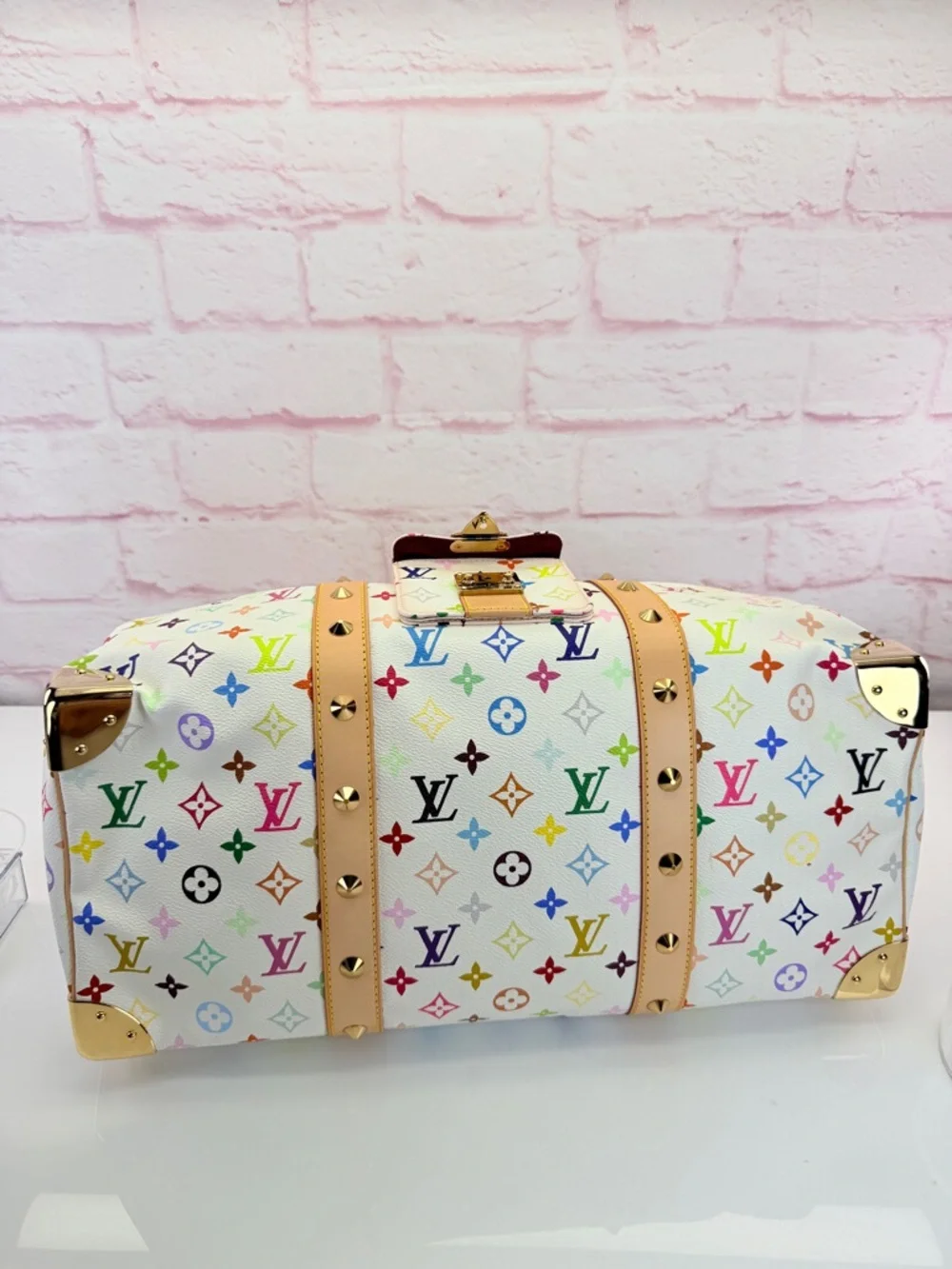 Louis Vuitton Multicolor Murakami Monogram White Canvas Keepall 2003 45 - Picture 10 of 16